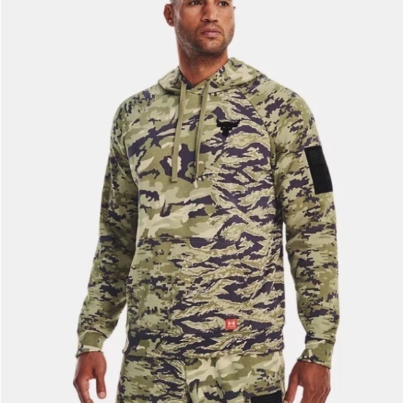 Under Armour Men’s the Rock project Veterans hoodie Dwayne Johnson khaki size M